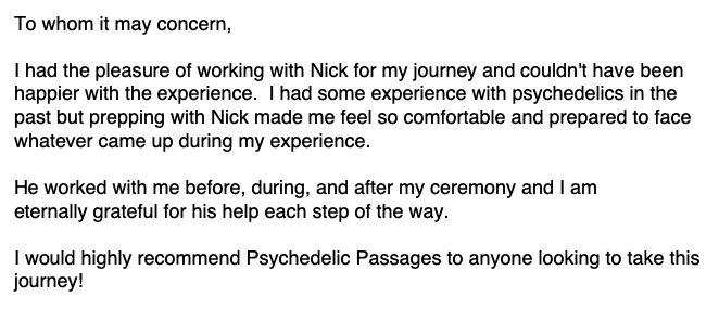psychedelic passage testimonial