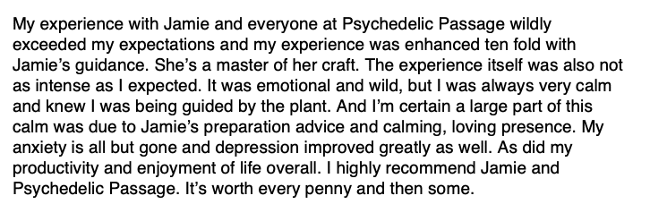 Psychedelic Passage Testimonial