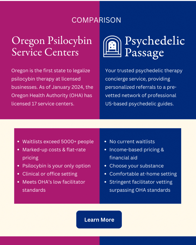 Compare Oregon Service Centers to Psychedelic Passage